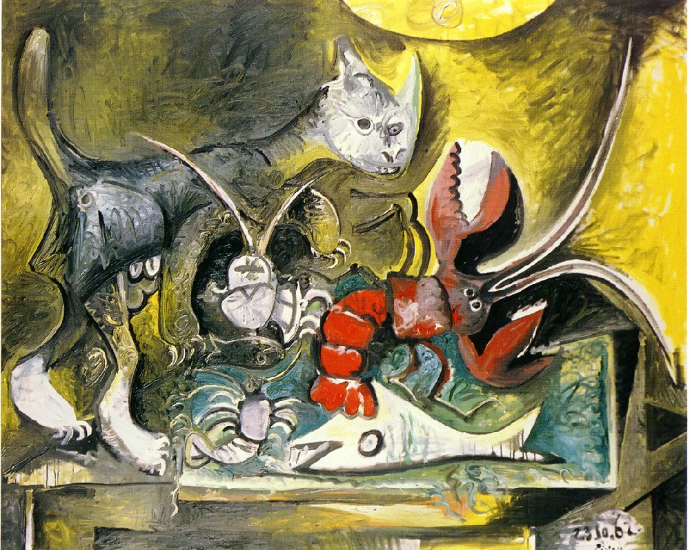 Pablo Picasso cat lobster still life art painting fish