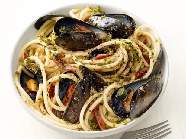Bucatini with Mussels Courtesy of Food Network