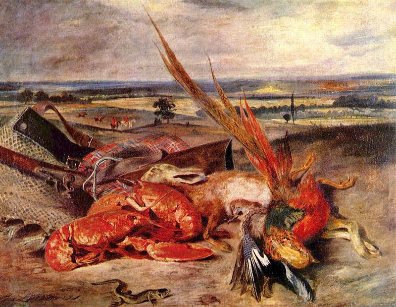 painting lobster still life paris louvre Eugene Delacroix