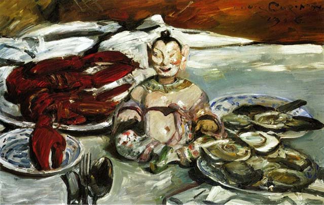 buddha lobster oysters art painting still life