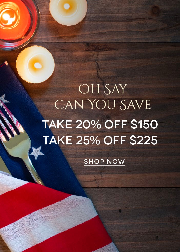Buy More, Save More: 20% OFF $150, 25% OFF $225